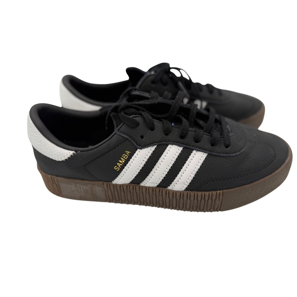 Adidas Sambarose Core Black White Gum Platform Sneakers B28156 Size 9.5